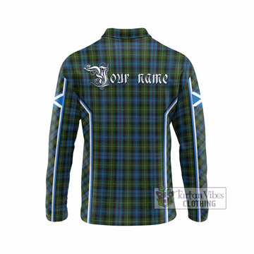 Mackenzie (Mckenzie) Tartan Crest Long Sleeve Polo Shirt Scotland Coat of Arm Flag Style