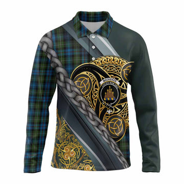 Mackenzie (Mckenzie) Tartan Crest Long Sleeve Polo Shirt Scottish Triskele Celtic