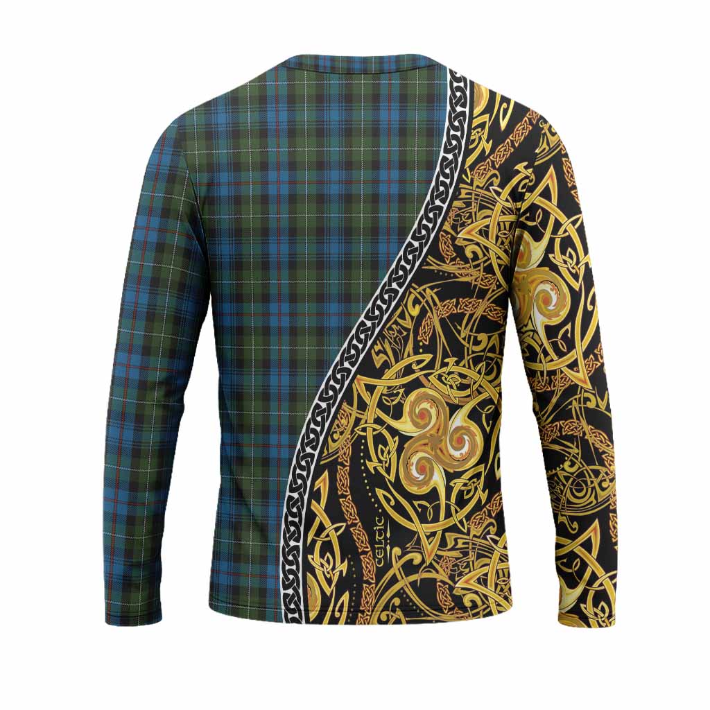 Mackenzie (Mckenzie) Tartan Crest Long Sleeve T-Shirt Celtic Knot and Triple Trickle Spiral Symbols