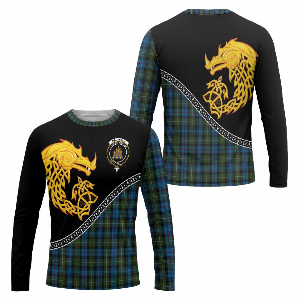 Mackenzie (Mckenzie) Tartan Crest Long Sleeve T-Shirt Legendary Dragon Knot Half Style