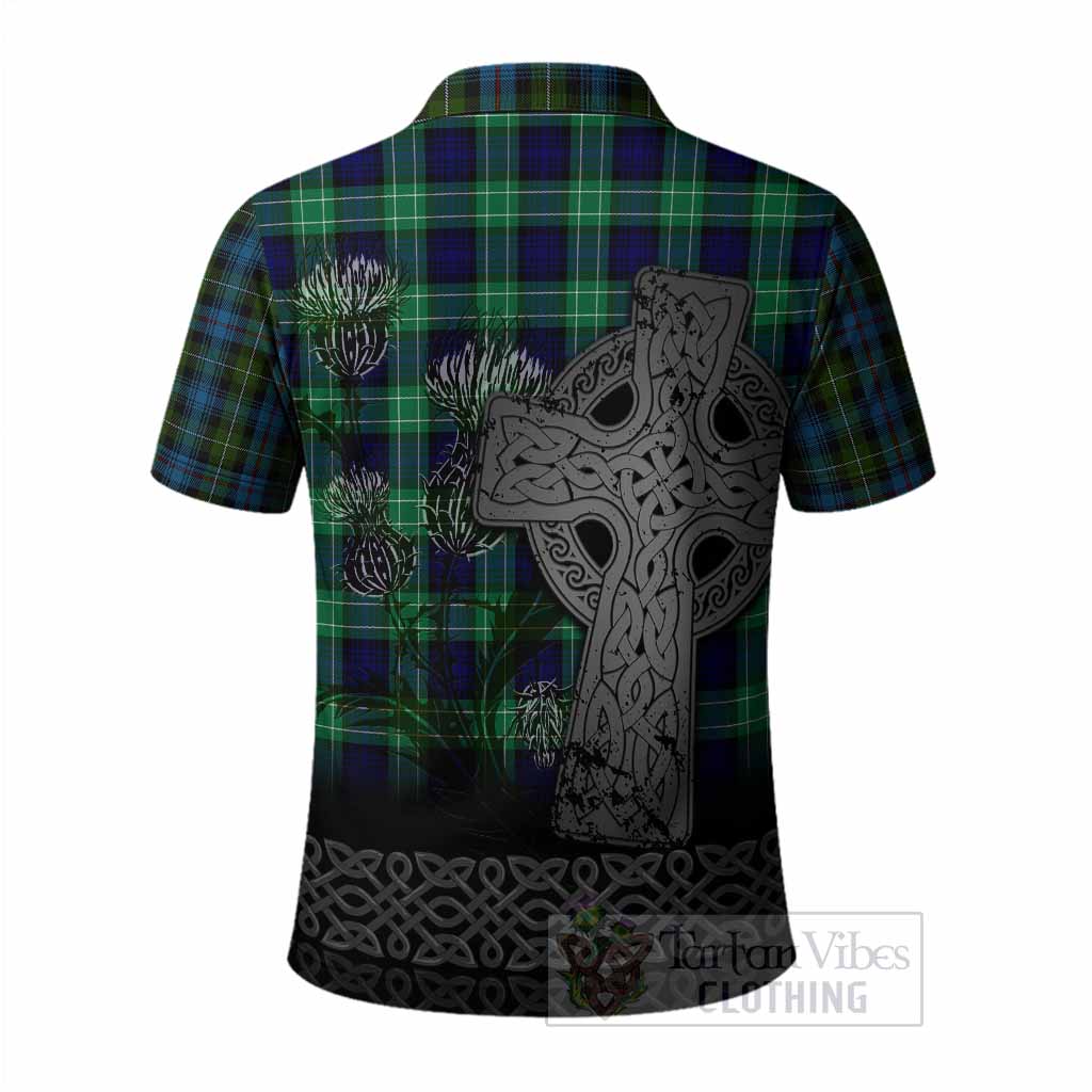 Mackenzie (Mckenzie) Tartan Crest Polo Shirt Grunge Celtic Cross Scottish Thistle
