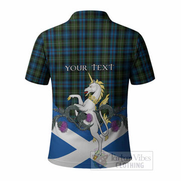 Mackenzie (Mckenzie) Tartan Crest Polo Shirt Scottish Unicorn With Thistle