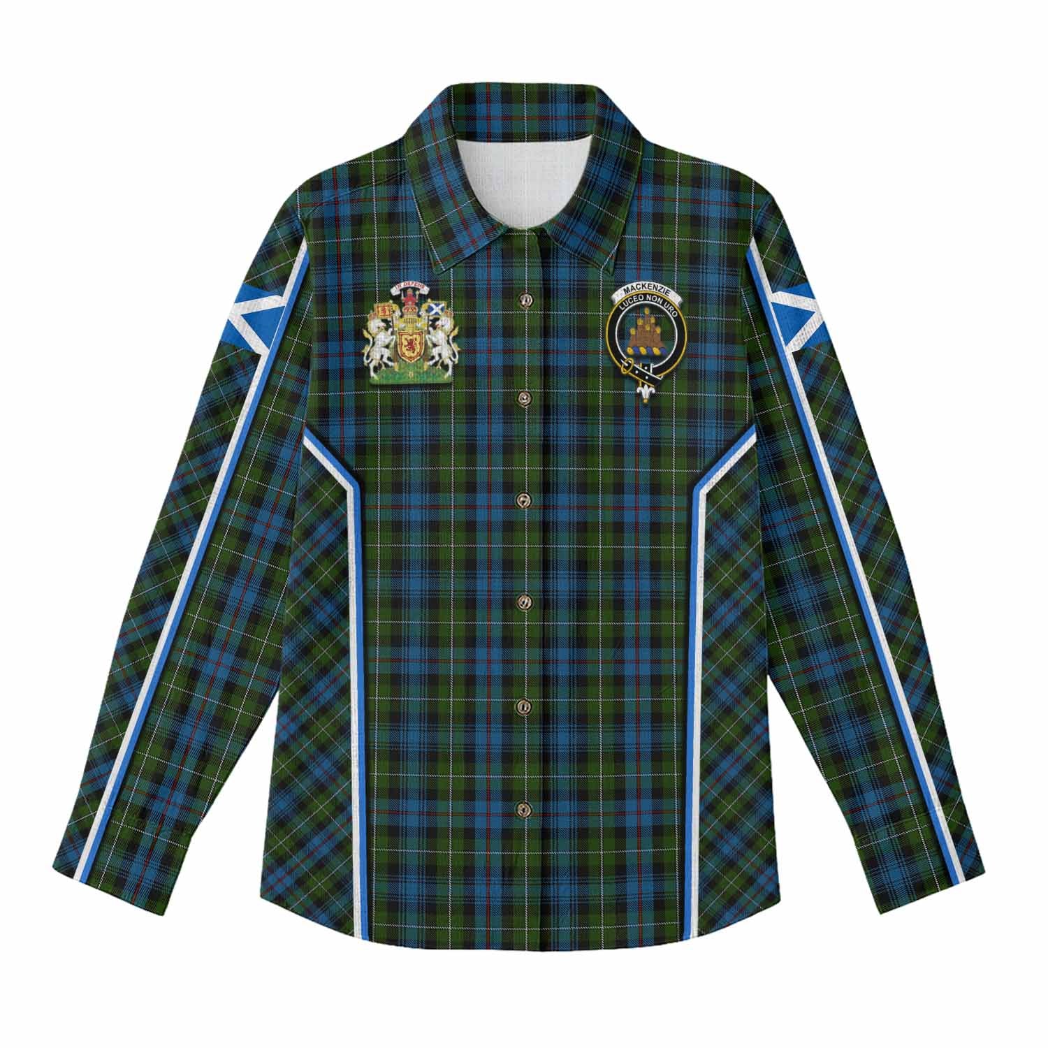 Mackenzie (Mckenzie) Tartan Crest Women Casual Shirt Scotland Coat of Arm Flag Style - Tartan Vibes Clothing