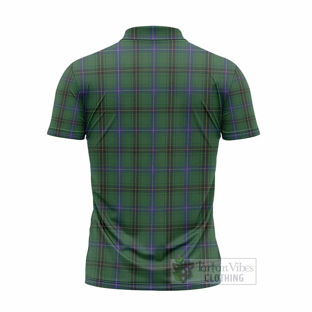 Mackenzie (Mckenzie) Tartan Crest Zipper Polo Shirt Ferocious Lion Style