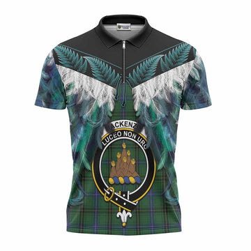 Mackenzie (Mckenzie) Tartan Crest Zipper Polo Shirt New Zealand Maori Korowai Cloak