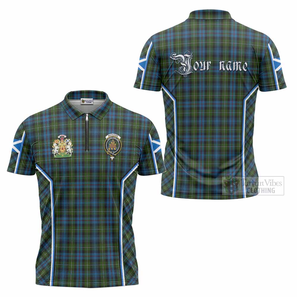 Mackenzie (Mckenzie) Tartan Crest Zipper Polo Shirt Scotland Coat of Arm Flag Style - Tartan Vibes Clothing