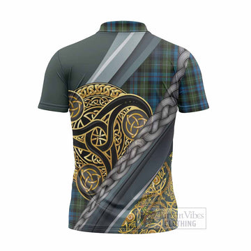 Mackenzie (Mckenzie) Tartan Crest Zipper Polo Shirt Scottish Triskele Celtic