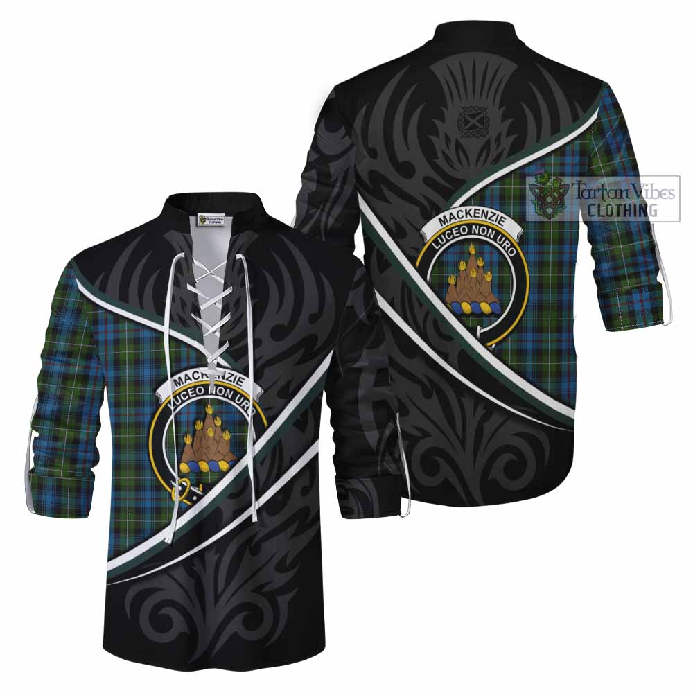 Mackenzie (Mckenzie) Tartan Family Crest Ghillie Kilt Shirt Celtic Scottish Thistle Floral - Tartan Vibes Clothing