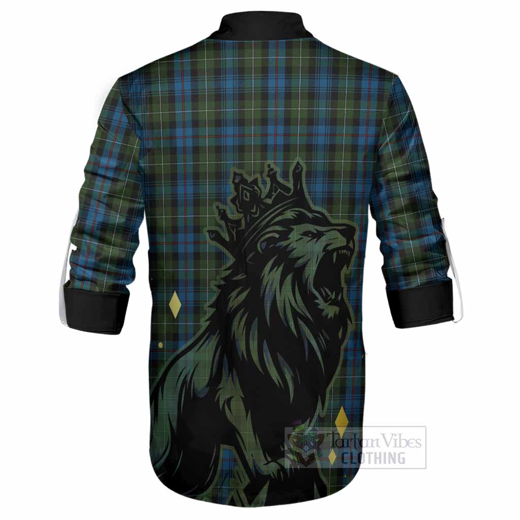 Mackenzie (Mckenzie) Tartan Family Crest Ghillie Shirt Crowned Lion Roaring