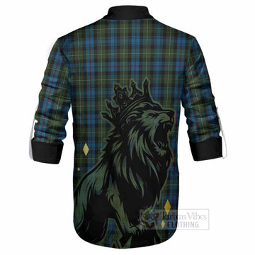 Mackenzie (Mckenzie) Tartan Family Crest Ghillie Shirt Crowned Lion Roaring