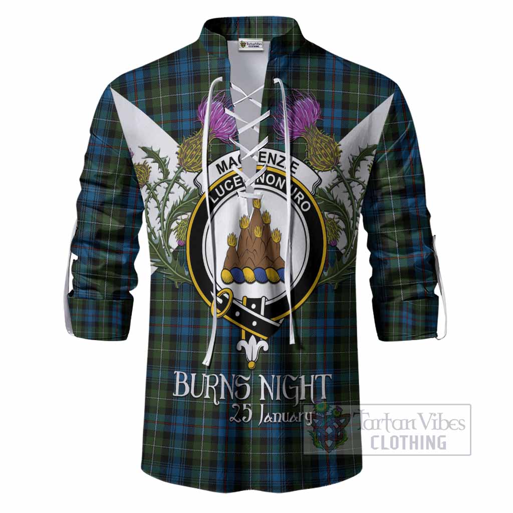 Mackenzie (Mckenzie) Tartan Family Crest Ghillie Shirt Scottish Burns Night Thistle Floral