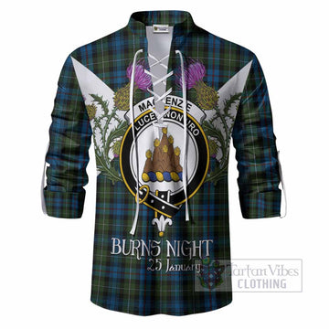 Mackenzie (Mckenzie) Tartan Family Crest Ghillie Shirt Scottish Burns Night Thistle Floral