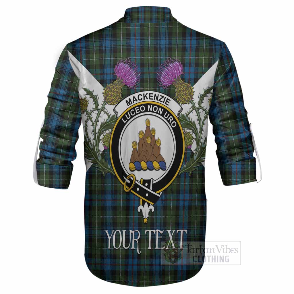 Mackenzie (Mckenzie) Tartan Family Crest Ghillie Shirt Scottish Burns Night Thistle Floral