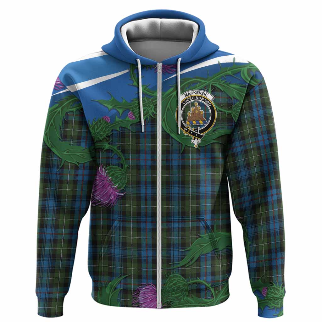 Mackenzie (Mckenzie) Tartan Family Crest Hoodie Thistle in Minimalism