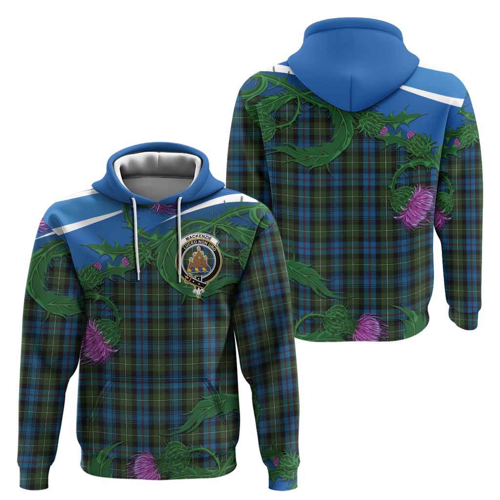 Mackenzie (Mckenzie) Tartan Family Crest Hoodie Thistle in Minimalism