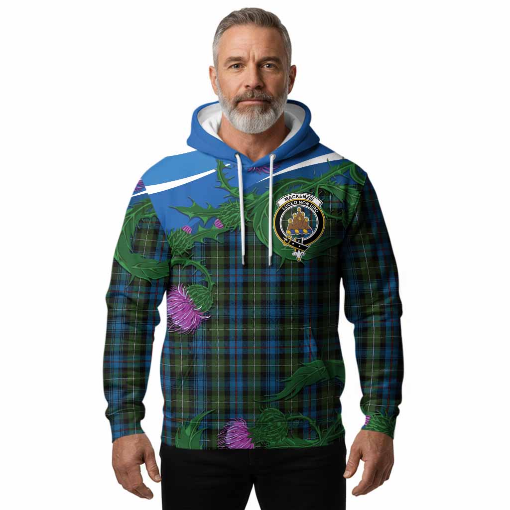 Mackenzie (Mckenzie) Tartan Family Crest Hoodie Thistle in Minimalism