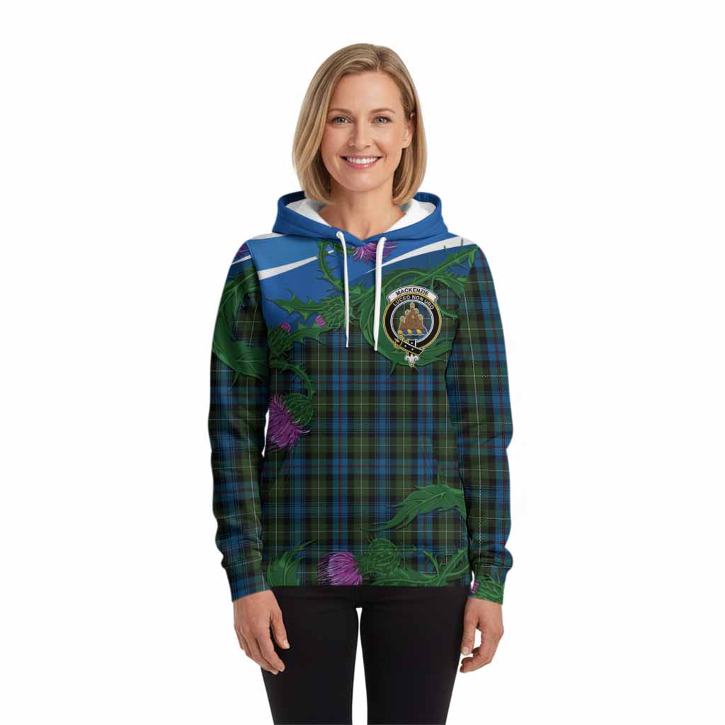 Mackenzie (Mckenzie) Tartan Family Crest Hoodie Thistle in Minimalism