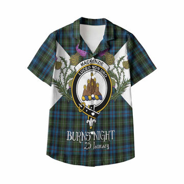 Mackenzie (Mckenzie) Tartan Family Crest Kid Hawaiian Shirt Scottish Burns Night Thistle Floral