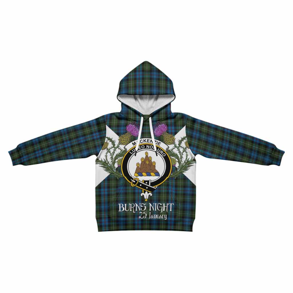 Mackenzie (Mckenzie) Tartan Family Crest Kid Hoodie Scottish Burns Night Thistle Floral