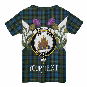 Mackenzie (Mckenzie) Tartan Family Crest Kid T-shirt Scottish Burns Night Thistle Floral