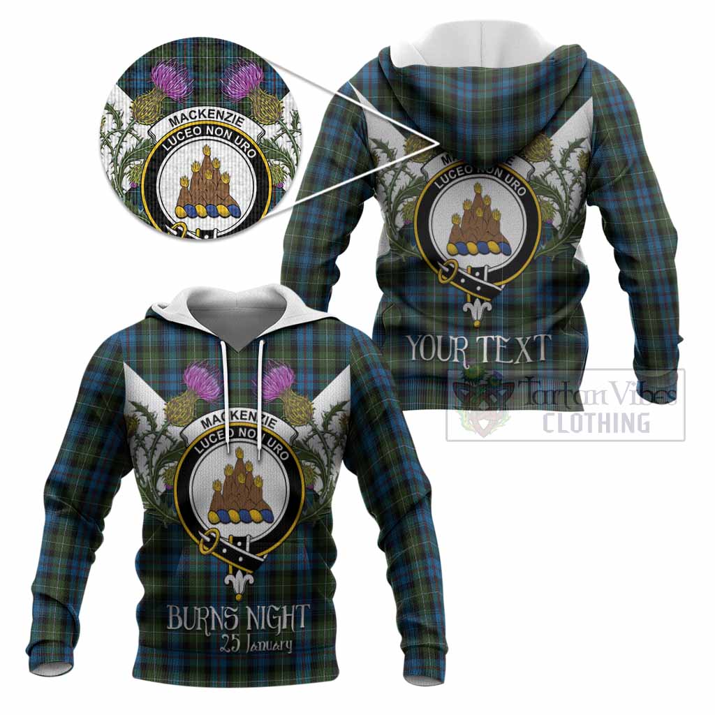 Mackenzie (Mckenzie) Tartan Family Crest Knitted Hoodie Scottish Burns Night Thistle Floral