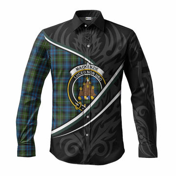 Mackenzie (Mckenzie) Tartan Family Crest Long Sleeve Button Shirts Celtic Scottish Thistle Floral