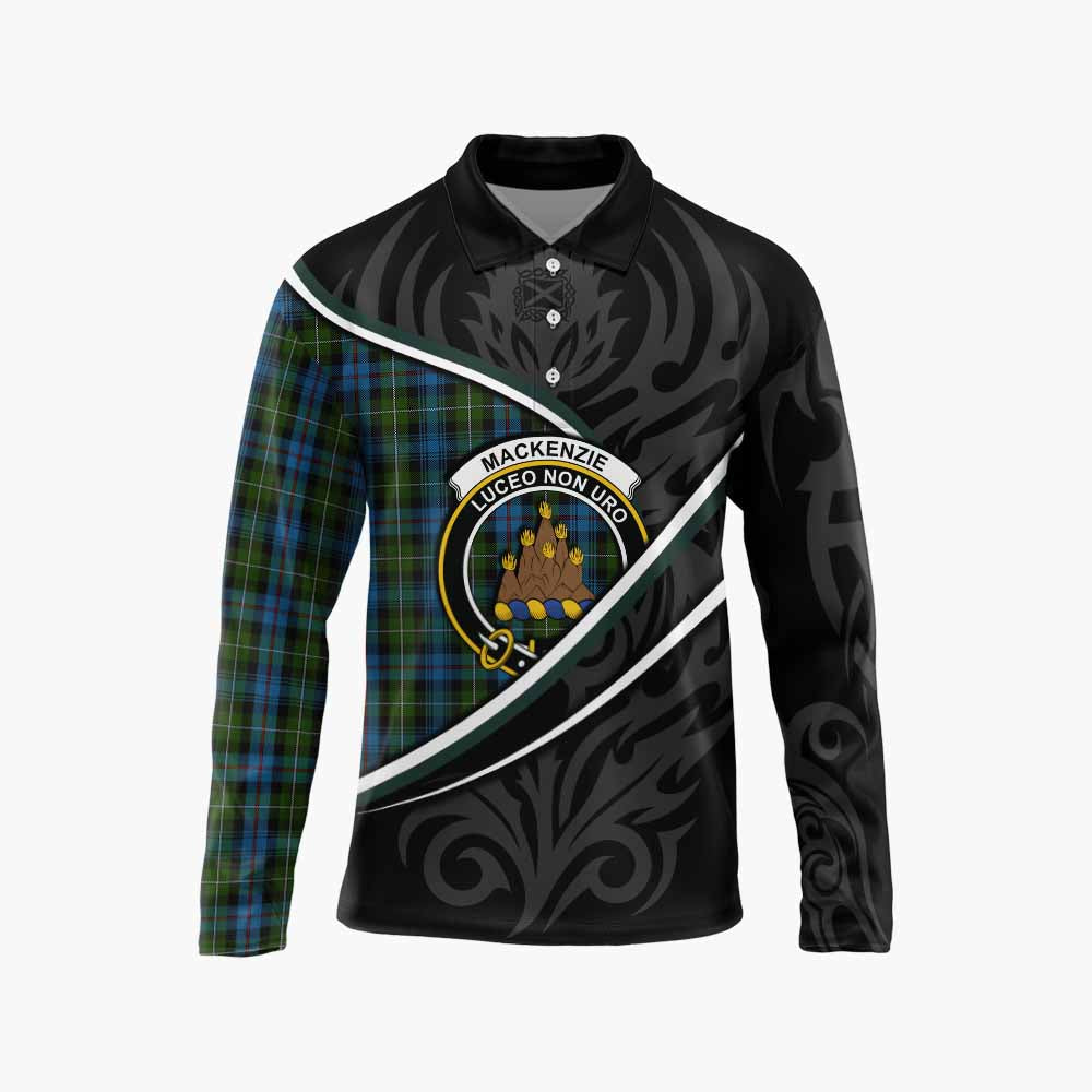 Mackenzie (Mckenzie) Tartan Family Crest Long Sleeve Polo Shirt Celtic Scottish Thistle Floral - Tartan Vibes Clothing