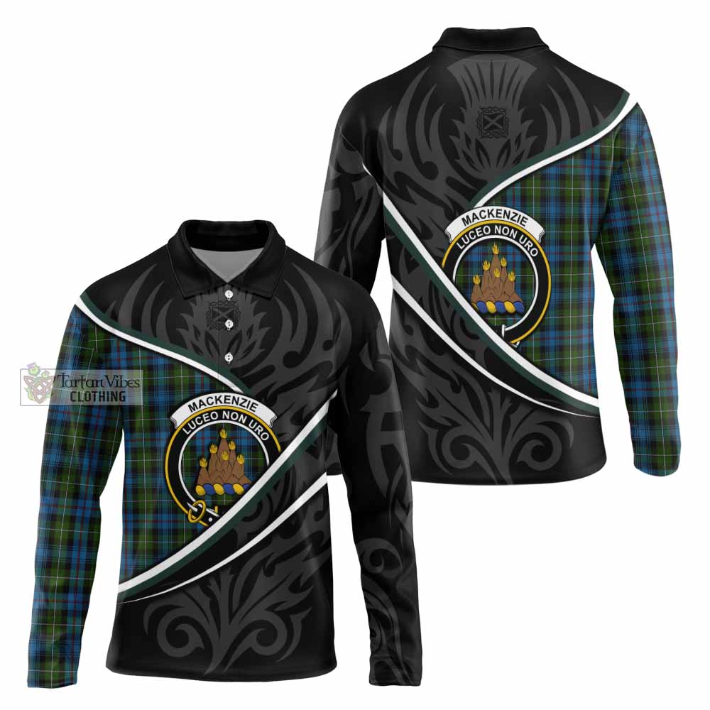 Mackenzie (Mckenzie) Tartan Family Crest Long Sleeve Polo Shirt Celtic Scottish Thistle Floral - Tartan Vibes Clothing