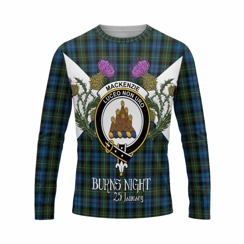 Mackenzie (Mckenzie) Tartan Family Crest Long Sleeve T-Shirt Scottish Burns Night Thistle Floral