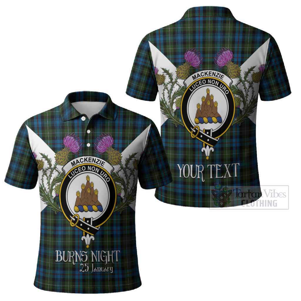 Mackenzie (Mckenzie) Tartan Family Crest Polo Shirt Scottish Burns Night Thistle Floral