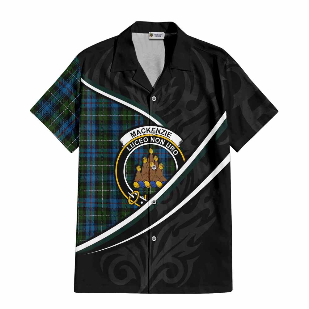 Mackenzie (Mckenzie) Tartan Family Crest Short Sleeve Button Shirt Celtic Scottish Thistle Floral - Tartan Vibes Clothing