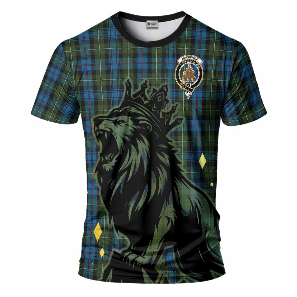 Mackenzie (Mckenzie) Tartan Family Crest T-Shirt Crowned Lion Roaring