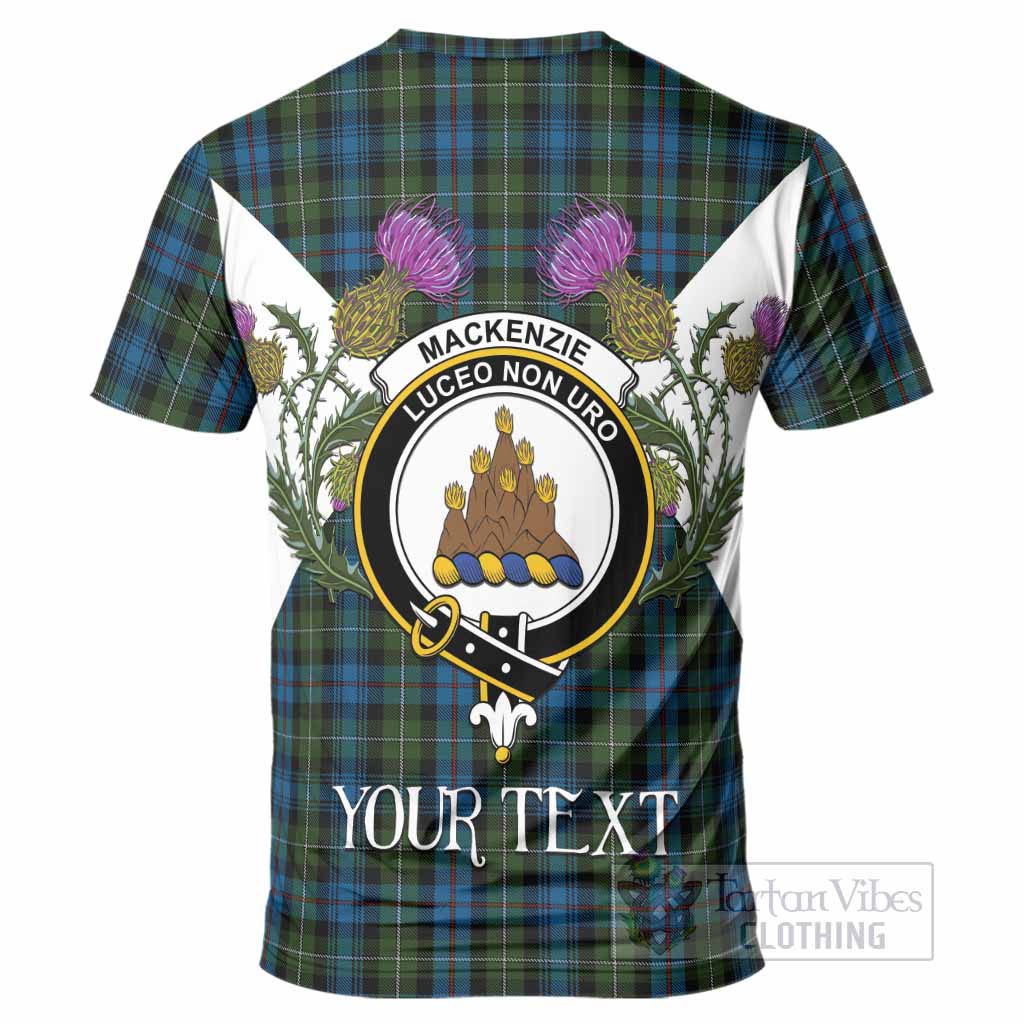 Mackenzie (Mckenzie) Tartan Family Crest T-Shirt Scottish Burns Night Thistle Floral