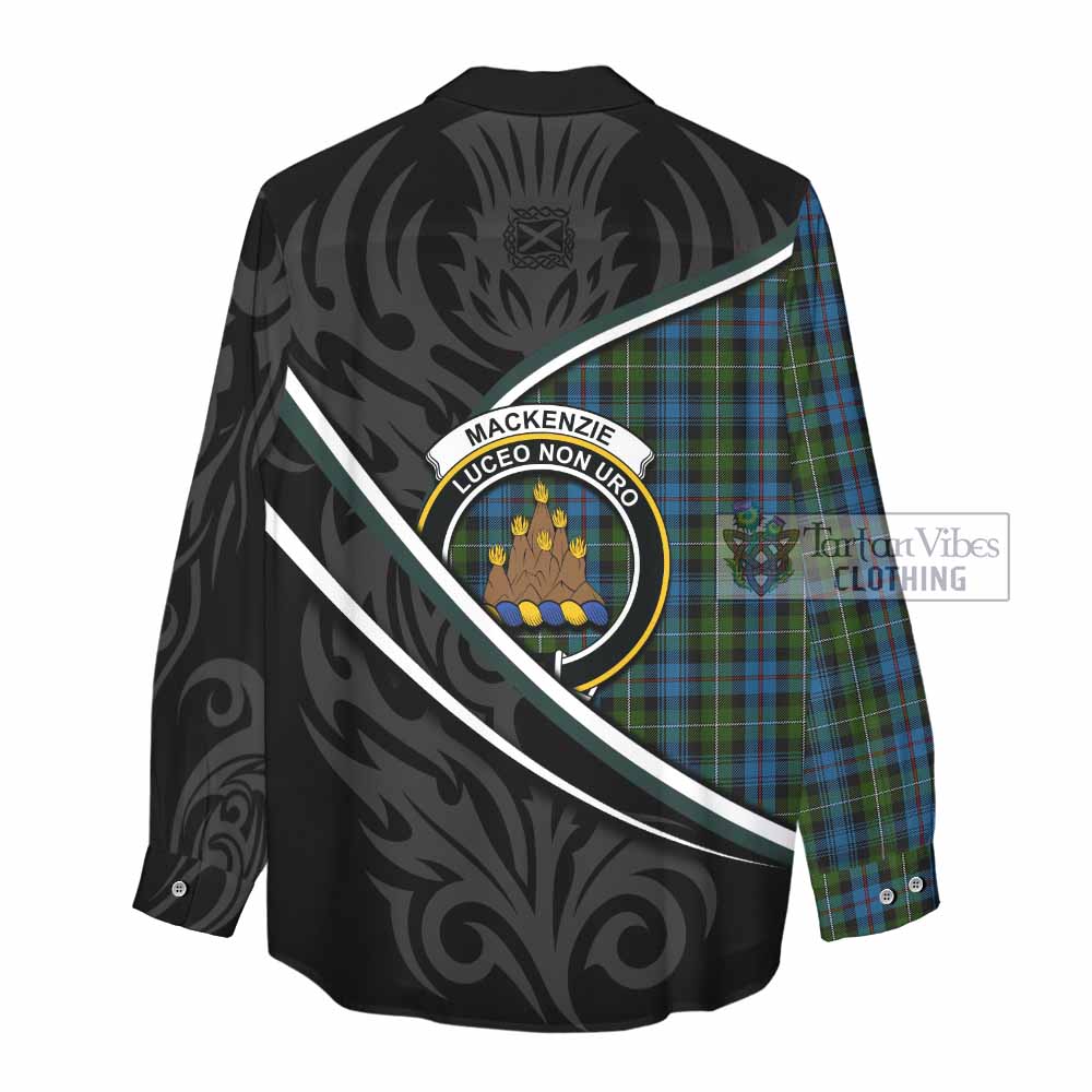 Mackenzie (Mckenzie) Tartan Family Crest Women Casual Shirt Celtic Scottish Thistle Floral - Tartan Vibes Clothing