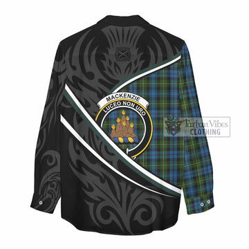 Mackenzie (Mckenzie) Tartan Family Crest Women Casual Shirt Celtic Scottish Thistle Floral - Tartan Vibes Clothing