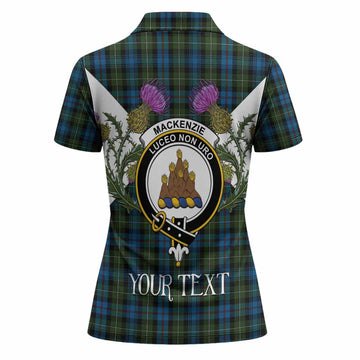 Mackenzie (Mckenzie) Tartan Family Crest Women Polo Shirt Scottish Burns Night Thistle Floral