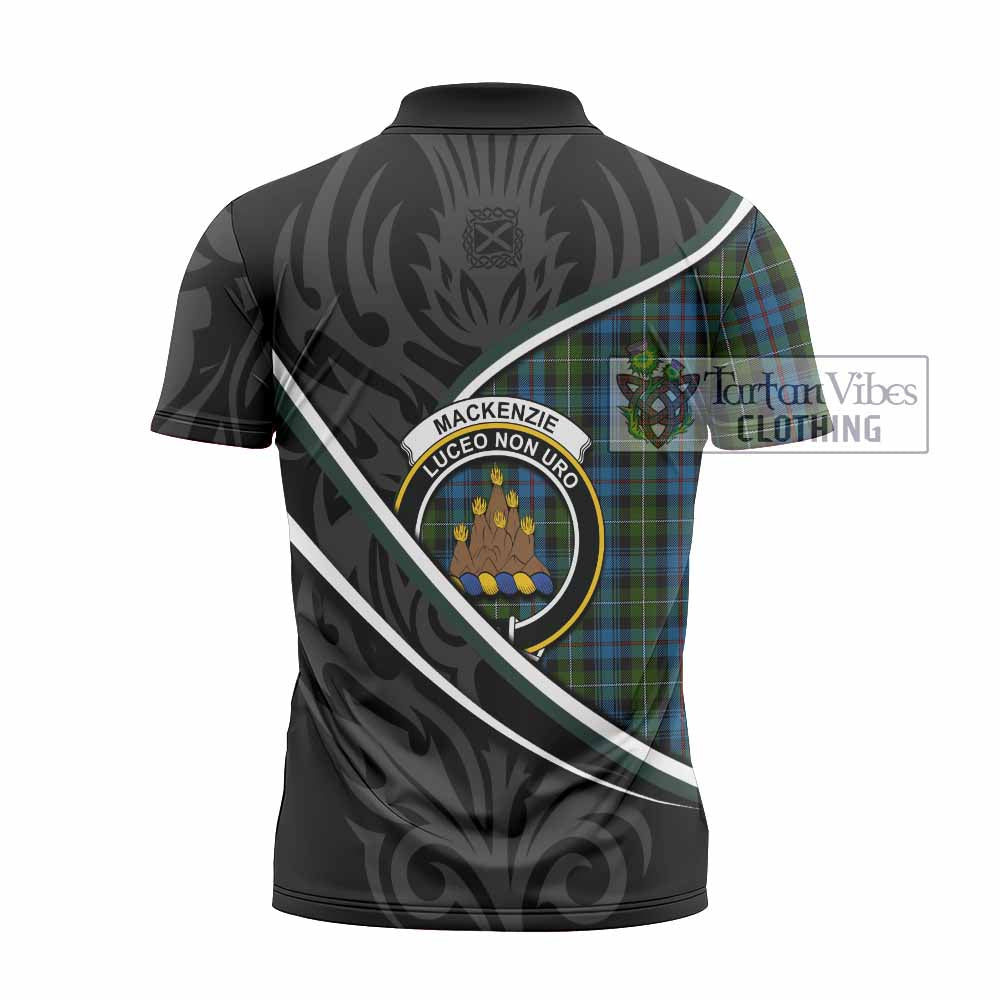 Mackenzie (Mckenzie) Tartan Family Crest Zipper Polo Shirt Celtic Scottish Thistle Floral - Tartan Vibes Clothing
