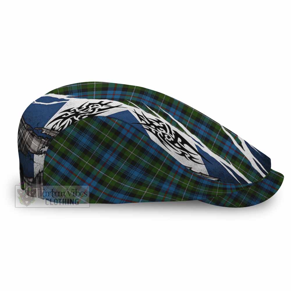 Mackenzie (Mckenzie) Tartan Flat Cap, Jeff Cap Scotland Flag Ripped Tribal Design