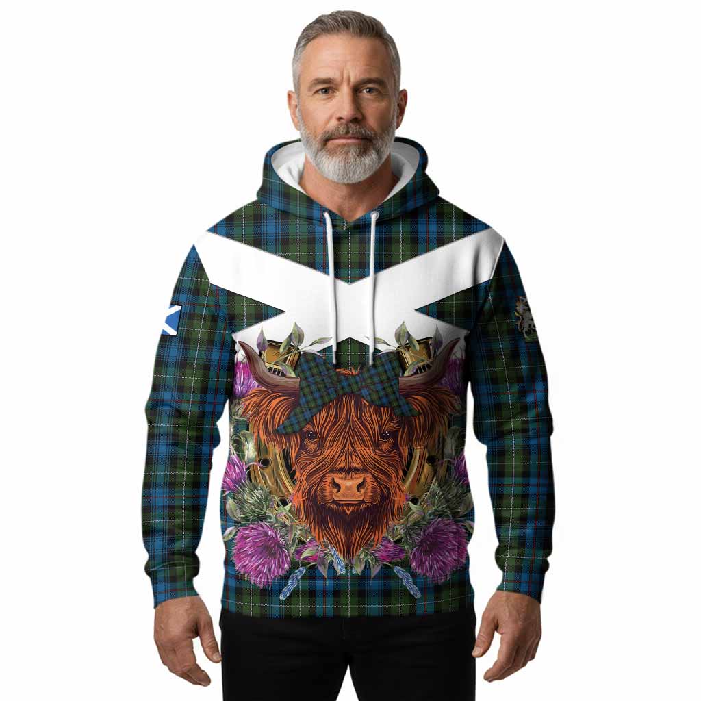 Mackenzie (Mckenzie) Tartan Hoodie Scottish Thistle Heilan Coo