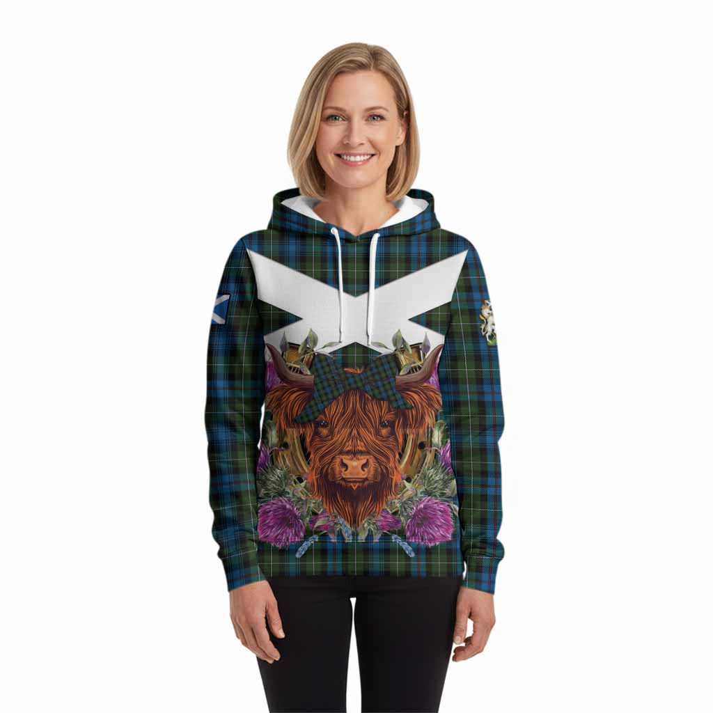 Mackenzie (Mckenzie) Tartan Hoodie Scottish Thistle Heilan Coo