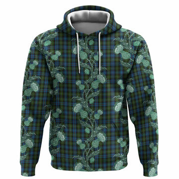 Mackenzie (Mckenzie) Tartan Hoodie Seamless Scottish Thistle Flowers