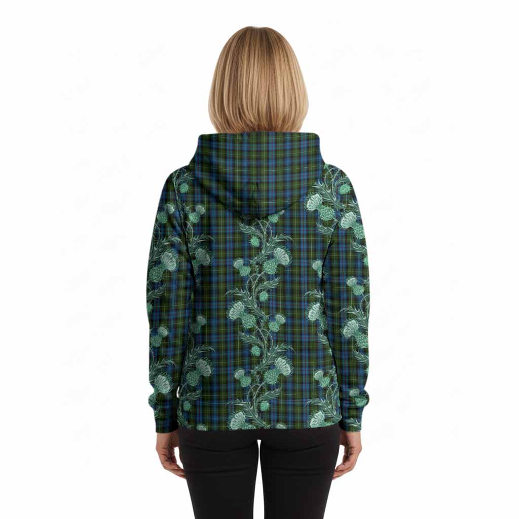 Mackenzie (Mckenzie) Tartan Hoodie Seamless Scottish Thistle Flowers