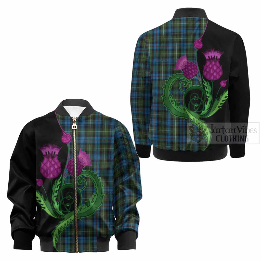 Mackenzie (Mckenzie) Tartan Kid Bomber Jacket Traditional Scottish Thistle