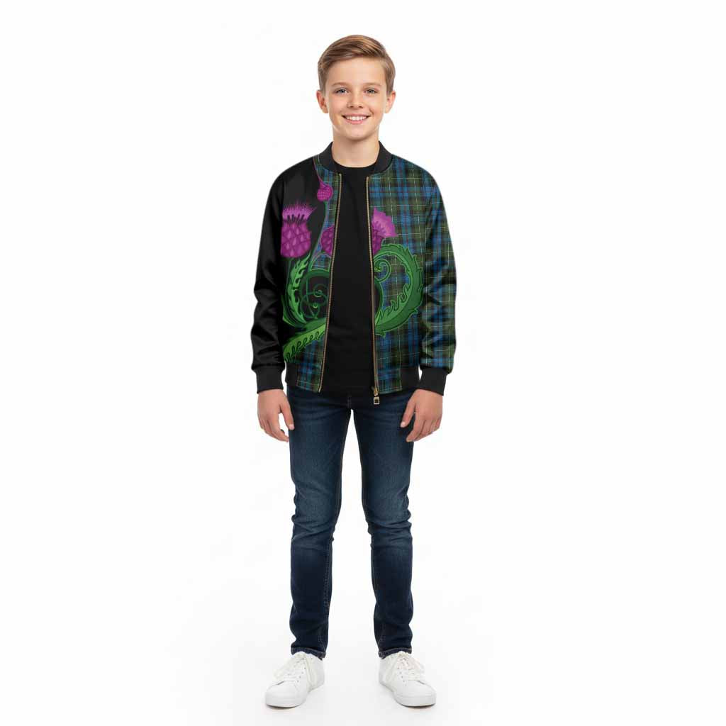 Mackenzie (Mckenzie) Tartan Kid Bomber Jacket Traditional Scottish Thistle