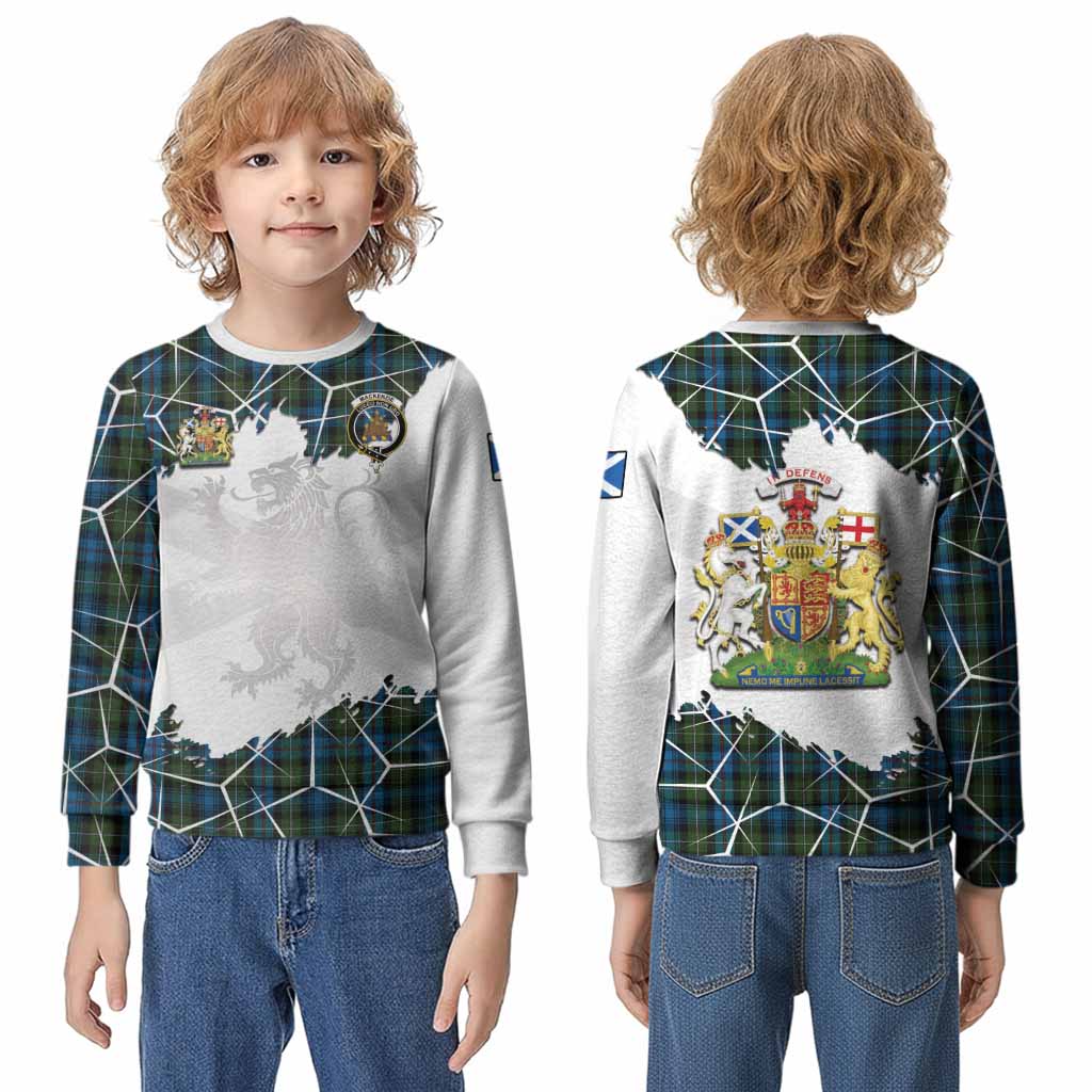 Mackenzie (Mckenzie) Tartan Kid Knitted Sweatshirt with Family Crest and Lion Rampant Grunge Style