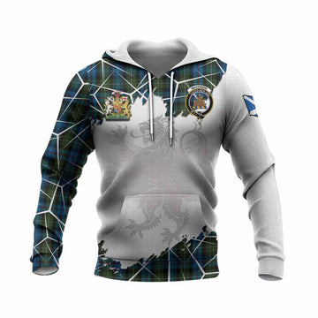 Mackenzie (Mckenzie) Tartan Knitted Hoodie with Family Crest and Lion Rampant Grunge Style