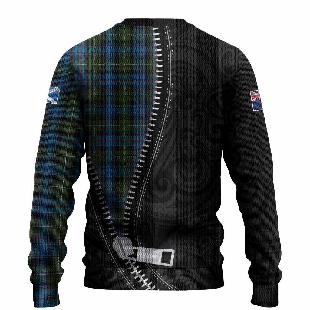 Mackenzie (Mckenzie) Tartan Knitted Sweater New Zealand Pattern Unique Zipper Stylized