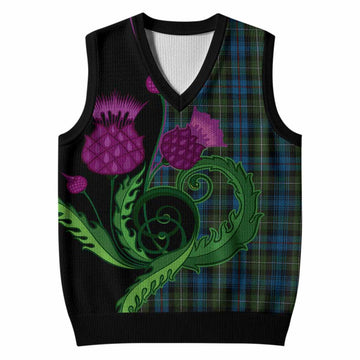 Mackenzie (Mckenzie) Tartan Knitted V-Neck Vest Traditional Scottish Thistle