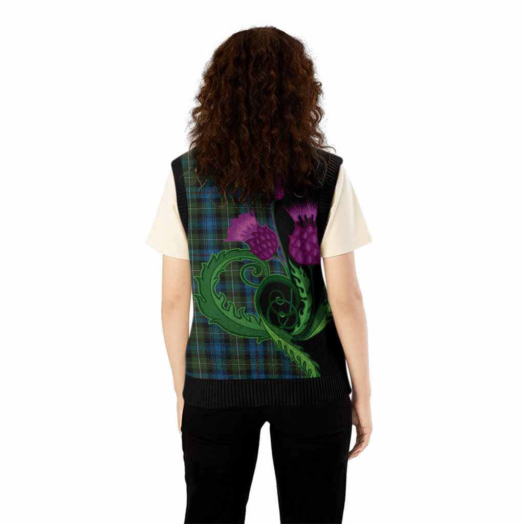 Mackenzie (Mckenzie) Tartan Knitted V-Neck Vest Traditional Scottish Thistle