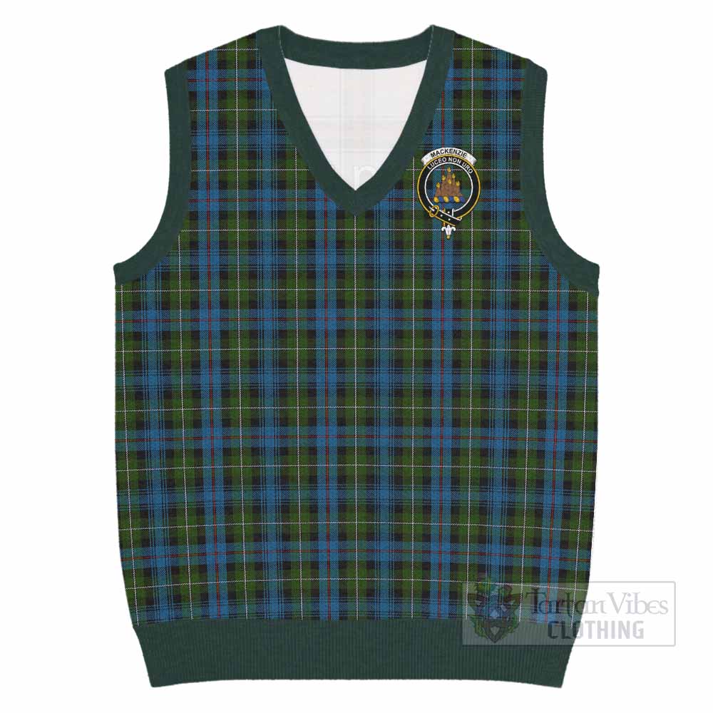 Mackenzie (Mckenzie) Tartan Knitted V-Neck Vest with Family Crest - Tartan Vibes Clothing